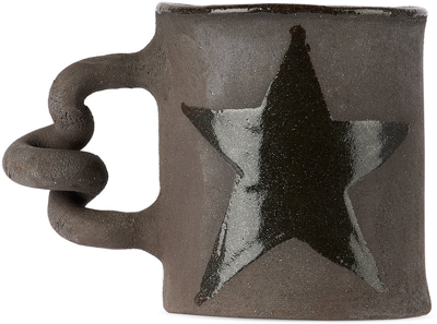 Harlie Brown Studio Black Star Wiggle Mug In Black Clay