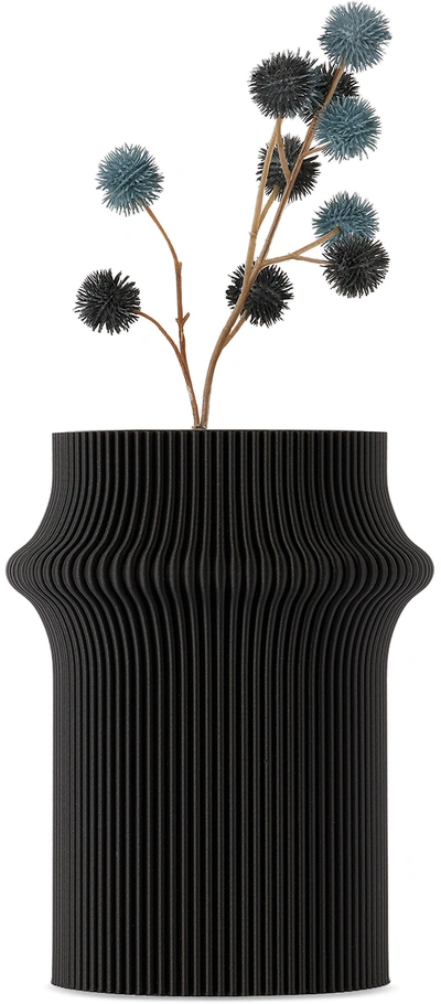 Sheyn Black Zayl Vase In Charcoal