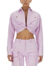 Off-white Co Twist Cropped Cargo Shirt In Purple
