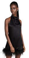 Amanda Uprichard Lunaria Feather-trim Halter Dress