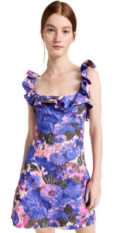 Zimmermann High Tide Frilled Mini Dress - Women's - Linen/flax/cotton In Blu