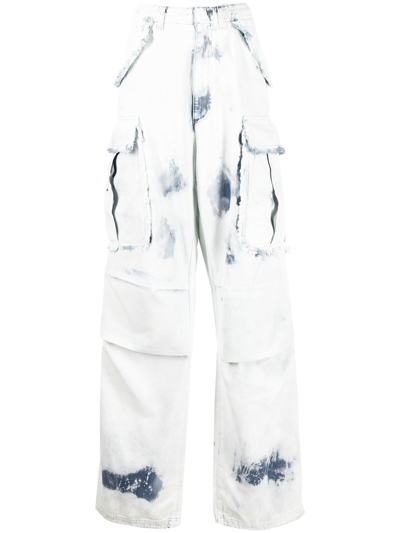 Darkpark Vivi Cotton Denim Military Cargo Trousers In White