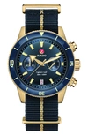 Rado Men's Swiss Automatic Chronograph Captain Cook Blue Nato Strap Watch 43mm In No Color