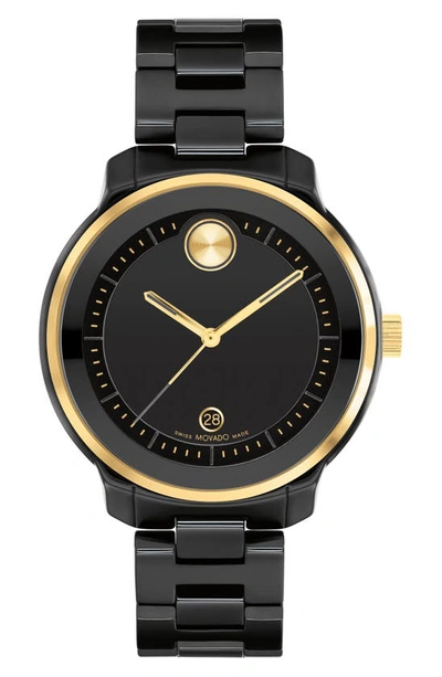 Movado Women's Bold Verso Swiss Quartz Black Ceramic Bracelet Watch 39mm