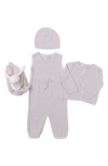 Barefoot Dreams Cozychic Ultra Lite™ Cardigan, Romper, Beanie & Blanket Set In Shell