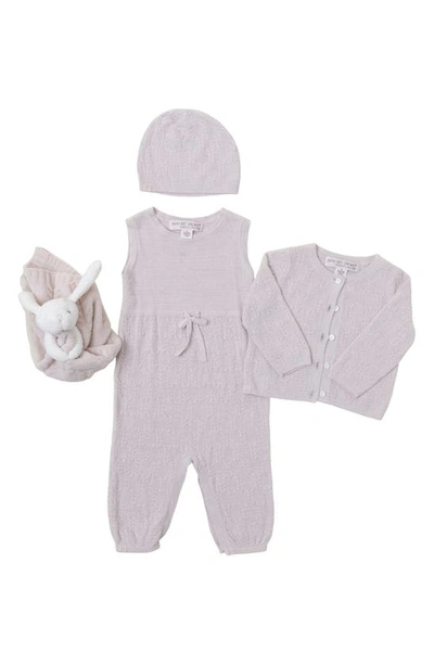 Barefoot Dreams Babies' Cozychic Ultra Lite™ Cardigan, Romper, Beanie & Blanket Set In Shell