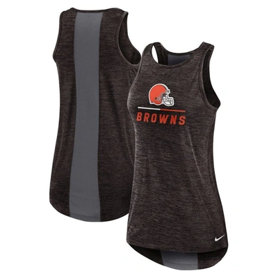 NIKE NIKE BROWN CLEVELAND BROWNS HIGH NECK PERFORMANCE TANK TOP