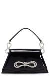 MACH & MACH SAMANTHA DOUBLE CRYSTAL BOW PATENT LEATHER TOP HANDLE BAG