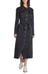 Wash Lab Denim Long Sleeve Denim Shirtdress In Shady Black