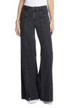 Wash Lab Denim Front Slit Wide Leg Jeans In Brushed Black