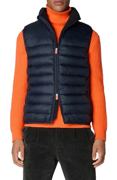 Save The Duck Nolan Quilted Vest In Blue Black