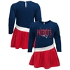 OUTERSTUFF GIRLS INFANT NAVY/RED NEW ENGLAND PATRIOTS HEART TO HEART JERSEY TRI-BLEND DRESS
