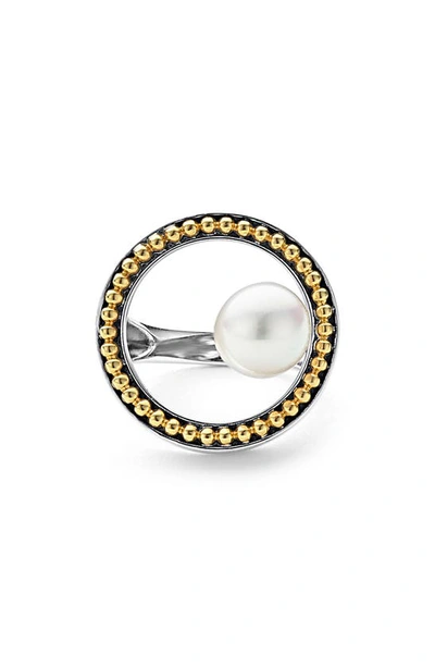 Lagos Pearl Circle Ring In Silver Gold Pearl