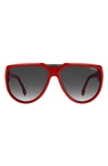 Carrera Eyewear 62mm Oversize Round Sunglasses In Red / Grey Shaded