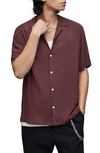Allsaints Venice Relaxed Fit Short Sleeve Button-up Camp Shirt In Beaujolais Red