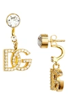 Dolce & Gabbana Crystal Dg Drop Earrings In Oro