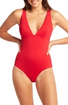 Sea Level Essentials Longline One-piece Swimsuit In Red