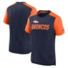 Nike Men's  Heathered Navy, Heathered Orange Denver Broncos Color Block Team Name T-shirt In Heather Navy