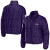 WEAR BY ERIN ANDREWS WEAR BY ERIN ANDREWS PURPLE BALTIMORE RAVENS PUFFER FULL-ZIP CROPPED JACKET