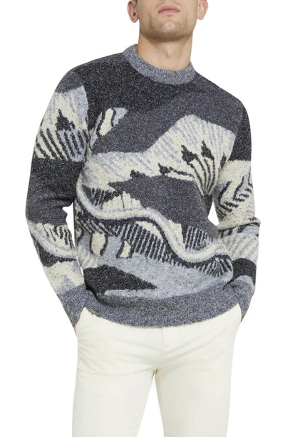Ted Baker Pipit Scenic Pattern Crewneck Sweater In Black