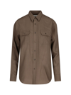 Saint Laurent Wool Shirt With Double Breast Pockets In Marrone
