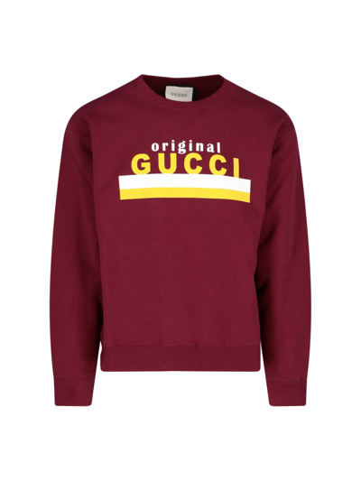 Gucci Logo Print Sweatshirt In Rosso