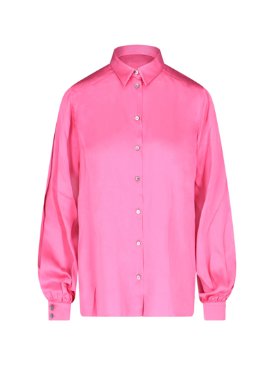 Redemption 开衩衣袖缎面衬衫 In Pink