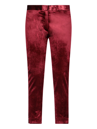 Ann Demeulemeester Velvet Tailored Trousers In Rosso