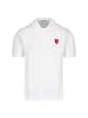 Comme Des Garçons Play Chest Logo-patch Polo Shirt In Bianco
