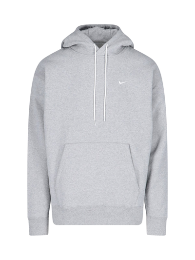 Nike Logo Hoodie In Dk Grey Heather/whit