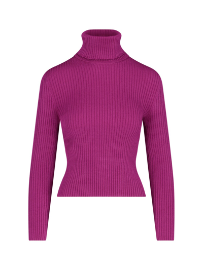 Gucci Ribbed Turtleneck In Viola