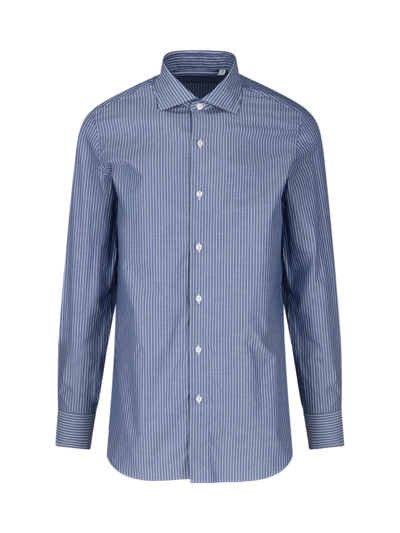 Finamore 1925 Striped Shirt In Blu