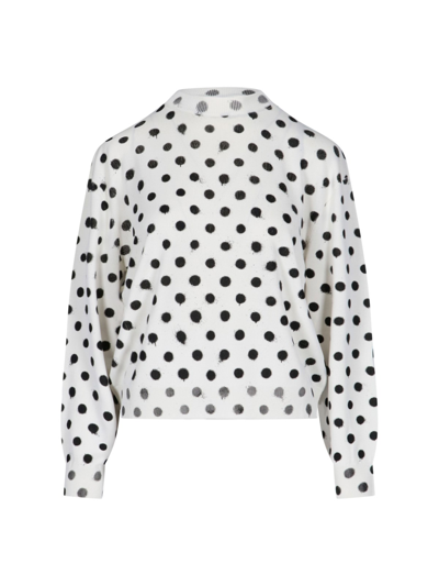 Balenciaga Sprayed Polka Dot Print Knit Sweater In Bianco