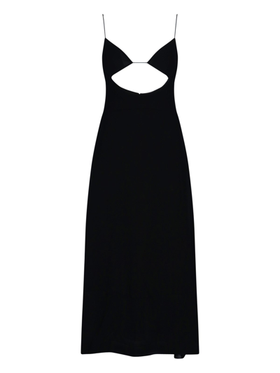 Saint Laurent Long Openback Dress In Nero