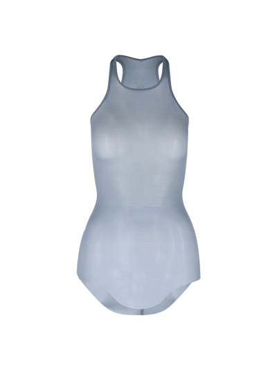 Rick Owens Sleeveless Top Curved Hem In Grey