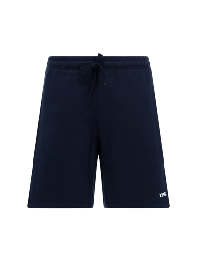 Apc Clement Straight-leg Cotton-jersey Shorts In Blu