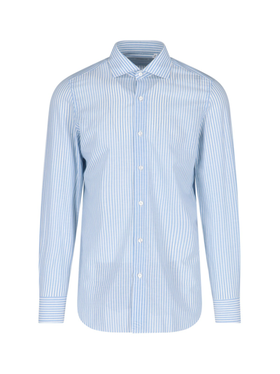 Finamore 1925 Striped Shirt In Bianco