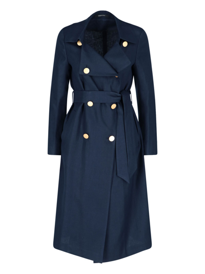 Tagliatore Double-breasted Trench Jacket In Blue