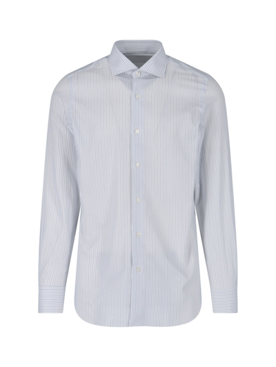 Finamore 1925 Thin Stripes Shirt In Bianco
