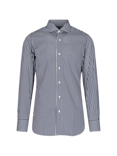 Finamore 1925 1925 Classic Striped Shirt In Blue