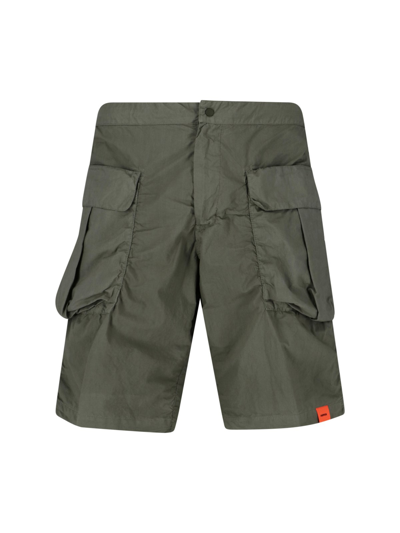 Aspesi Straight-leg Cotton-poplin Cargo Shorts In Verde