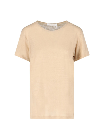 Chloé Linen T-shirt In Beige