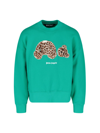 Palm Angels Teddy Bear-print Cotton Sweatshirt Green In Verde