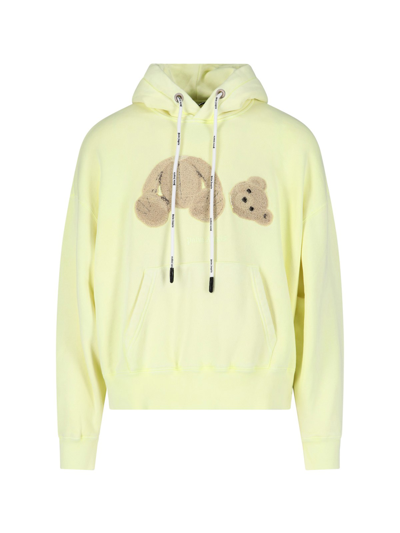 Palm Angels Cotton Hoodie In Yellow