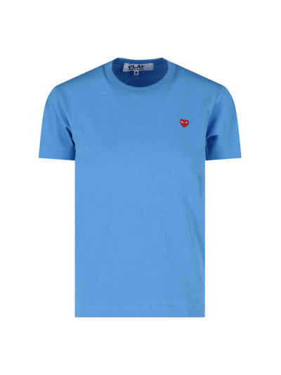 Comme Des Garçons Play Cotton Embroidered-logo T-shirt In Blue