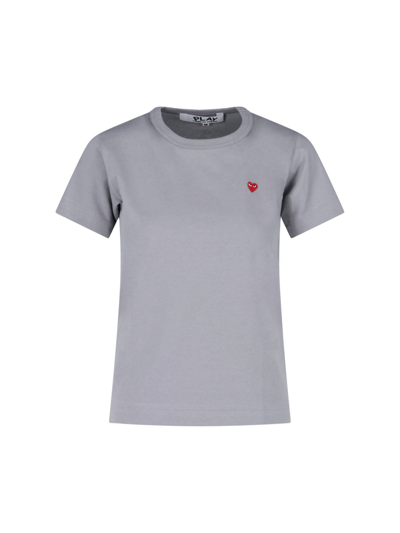 Comme Des Garçons Play Logo T-shirt In Grigio