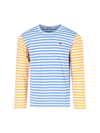 Comme Des Garçons Play Bi-color Stripe Longsleeve T-shirt Blue In Azzurro