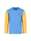 Comme Des Garçons Play Blue & Yellow Heart Long Sleeve T-shirt In Azzurro