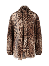 Dolce & Gabbana Leopard-print Chiffon Shirt In Marrone