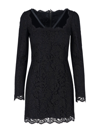 Dolce & Gabbana Black Stretch Silk Charmeuse Lace Dress In Nero